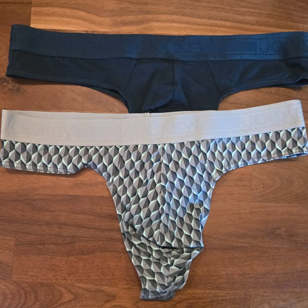 Jockey Essentials Cotton Stretch Men's Thong - Large - New - 2 pair